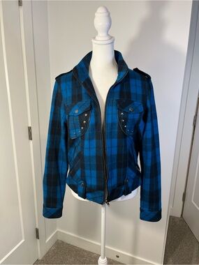 FELINE Blue Plaid Zip-Up Women's Jacket - FREE SHIPPING on Bundles $95+